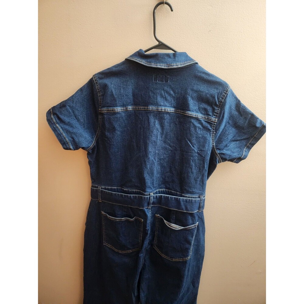 Ava And Viv Women's Short Sleeve Dark Denim Jumpsuit Belted Wide Leg Size 17 - Picture 8 of 10